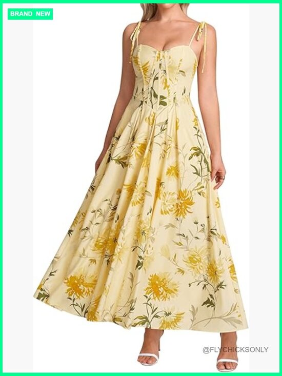 corset top midi dress LAST ONE Women's Floral Button Down Maxi Dress main image 0